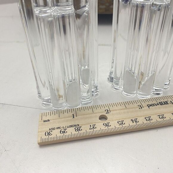 Vintage Pair Ribbed Crystal Glass 4.25" Taper Votive Reversible Candle Holders - Picture 4 of 6